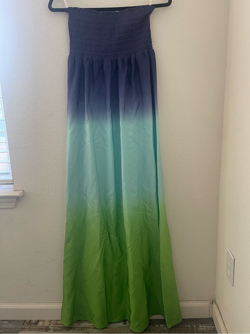 Lilly Pulitzer Strapless Ombre Maxi Skirt in Navy and Green